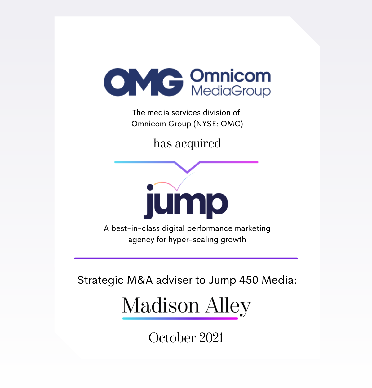 Madison Alley advises Jump 450 Media on its acquisition by